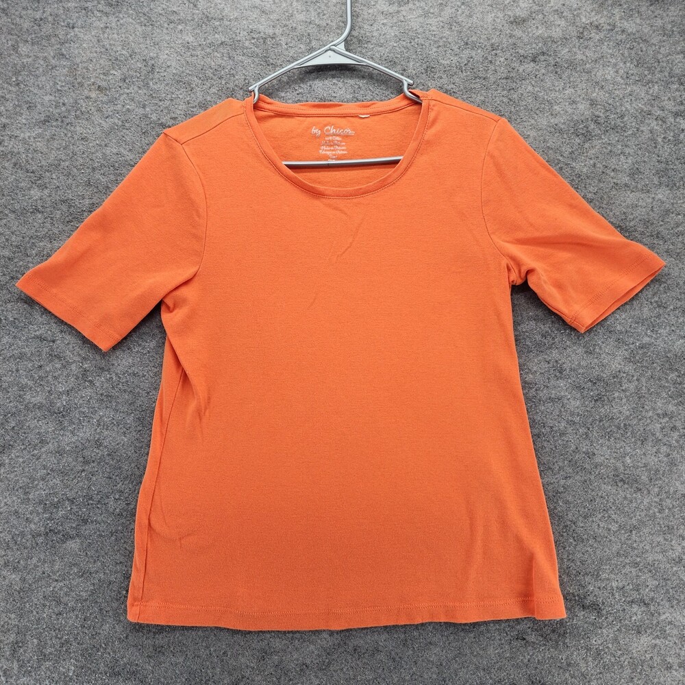 Chicos Shirt Womens Size 1 Short Sleeve Orange